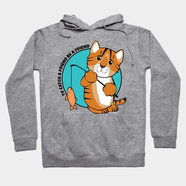 To Catch a Friend Fish and Tiger Cat Hoodie by Sue Cervenka